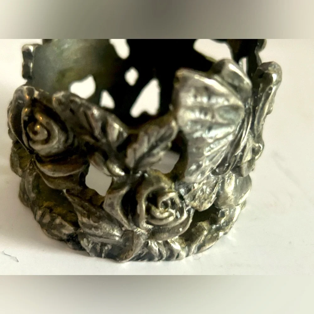 Vintage Pewter Floral Fairy Flowers Openwork Candle Holder Cottagecore